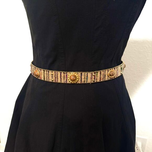 Y2K Elite Gold + Cream Beaded Western Belt - Picture 2 of 7